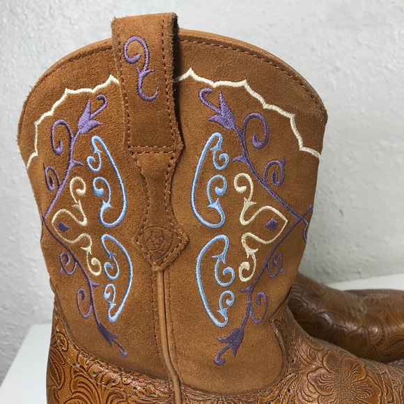 Ariat Fatbaby Floral Printed Square Toe Boots 6B - Picture 3 of 9